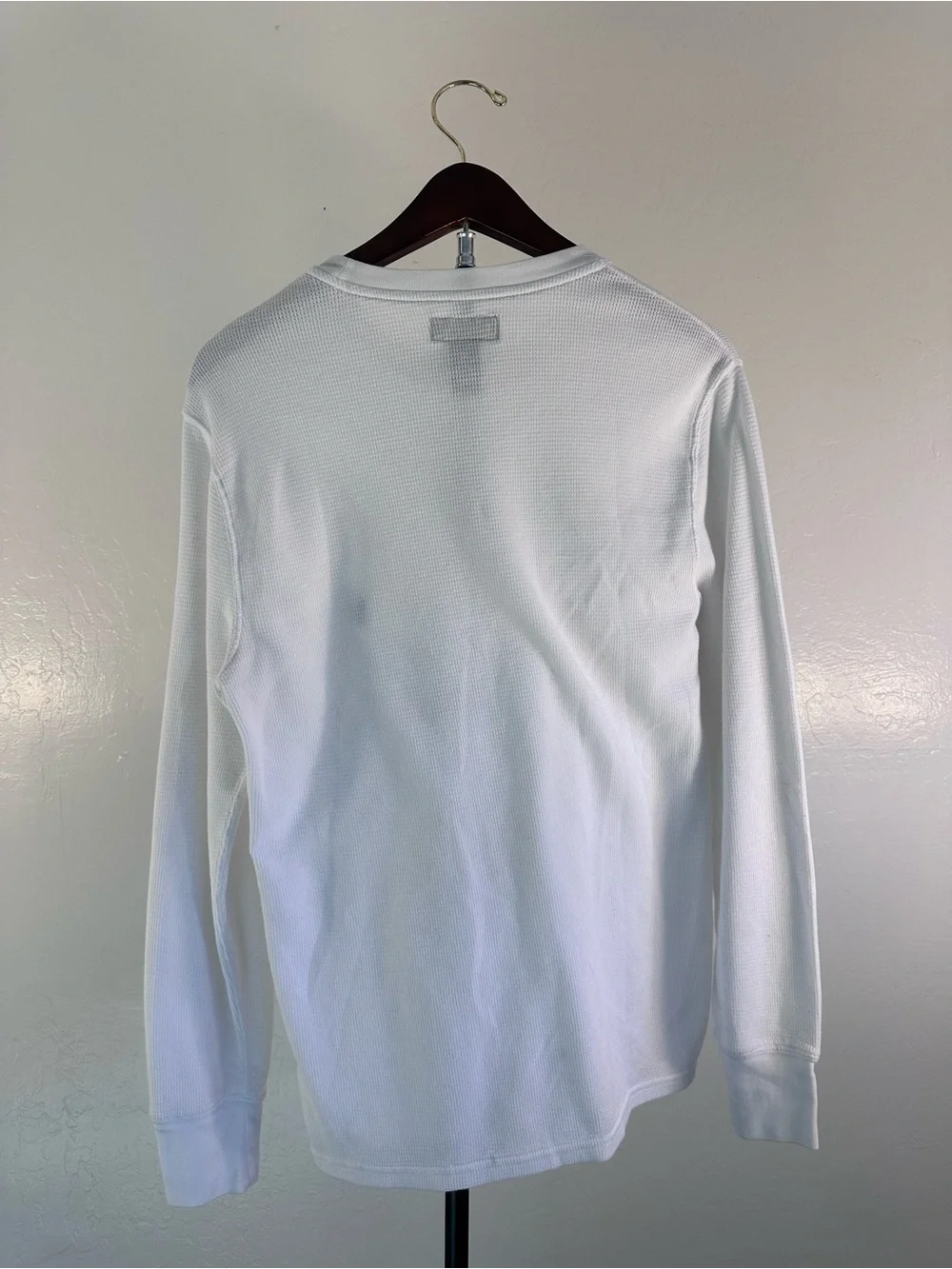 Polo by Ralph Lauren White Long-Sleeve Waffle Knit Tee with Navy Pony